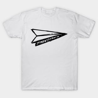 Paper Airplane Doodle Black T-Shirt